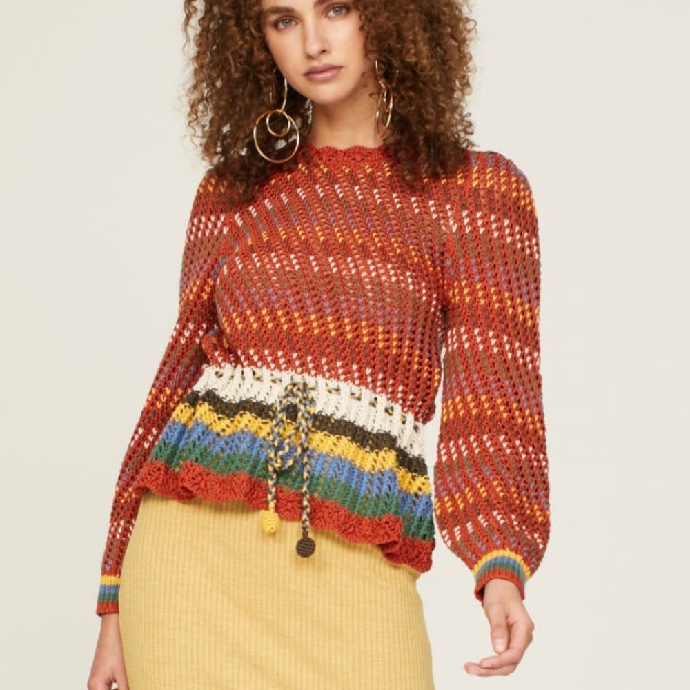 Polo Ralph Lauren Pointelle Cotton Peplum Sweater